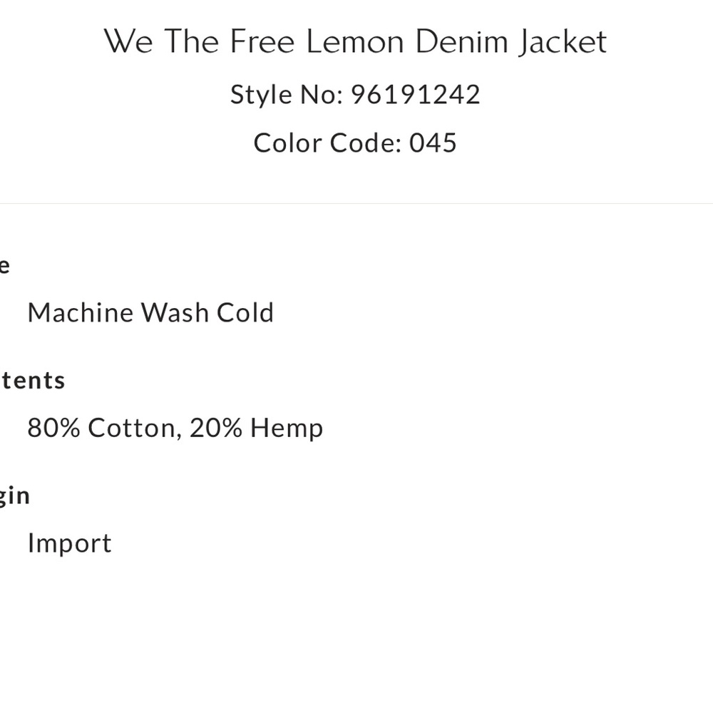We The Free Denim Jacket with Cream Collar | Lemon 🍋 Denim Jacket - Picture 4 of 4